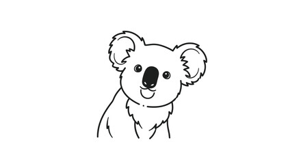 Fototapeta premium Adorable Koala Illustration - A Charming Black and White Drawing.