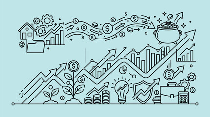 Obraz premium Financial Growth Investment Profit Line Vector Business Illustration