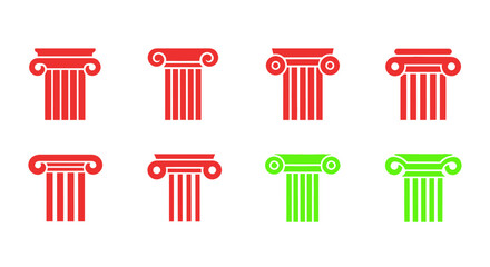 Ionic Columns Set Red and Green Icons © hakim