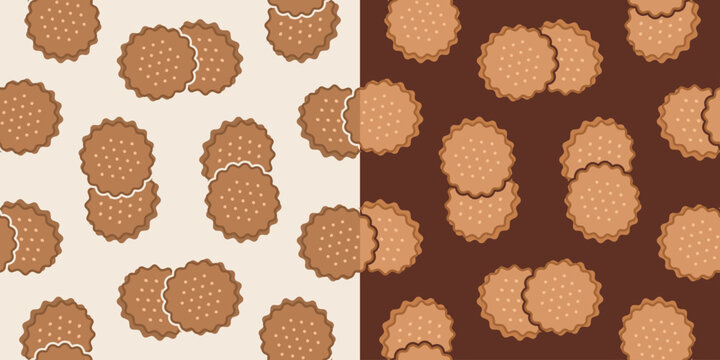 biscuit seamless pattern vector illustration. biscuit seamless pattern background design. two styles cookies seamless pattern background illustration