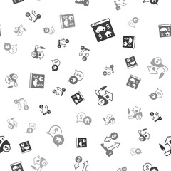 Fototapeta premium Set Online real estate, Rent key, House with dollar and Price negotiation on seamless pattern. Vector