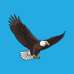 Obraz premium Majestic bald eagle bird flying with wings spread illustration