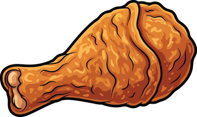 Fried chicken drumstick vector illustration crispy fast food © Husmath