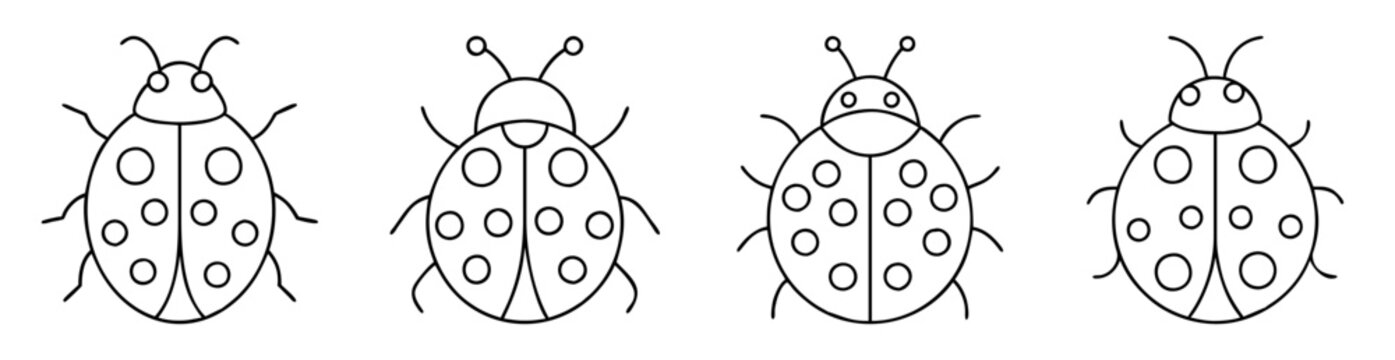 simple line drawing of ladybugs with circle spots and antennae