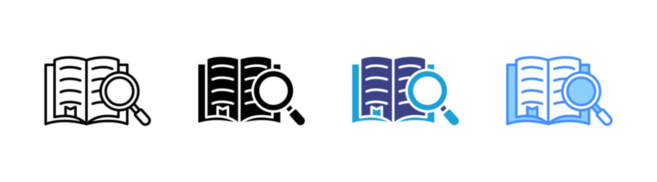 Research icon set multiple style collection