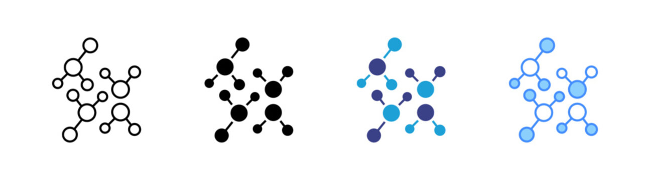 Molecule icon set multiple style collection