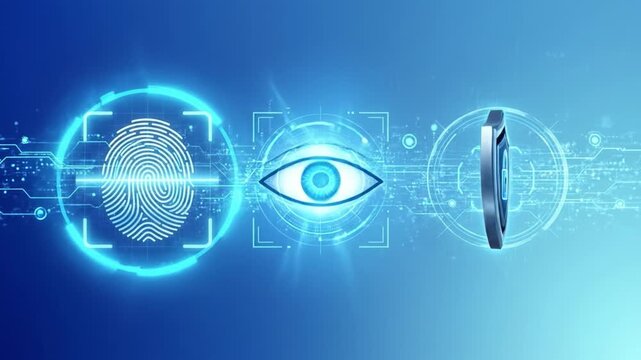 Fingerprint biometric security identification technology digital scan authentication futuristic data access protection cyber interface recognition system privacy electronic blue advanced security