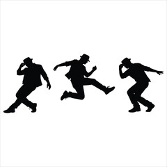 Fototapeta premium Silhouettes of three men in dynamic dance poses