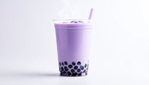 Taro Bubble Tea - Refreshing Purple Drink with Tapioca Pearls.