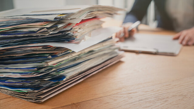 Working on documents and files in the office