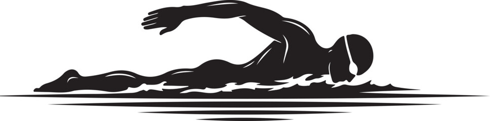 Obraz premium Swimming, swimmer, vector, black, silhouette, aquatic, sports, fitness, athlete