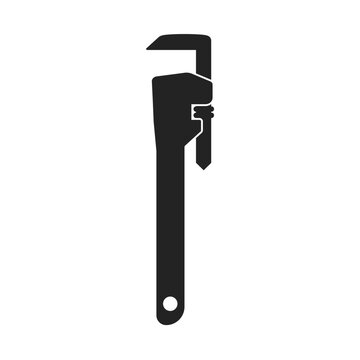 Isolated illustrations silhouette of pipe wrench for craftsmen and mechanics icons.