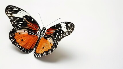 Obraz premium Orange and black butterfly on white background