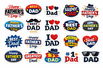 Naklejka premium Collection of father's day stickers and badges for dad
