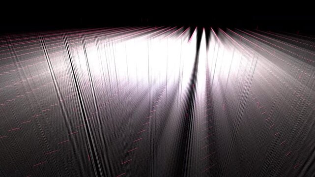 Massive container blocks align via sine waves as crimson data routing protocols pulse through the monolithic grid. Works for enterprise IT and data center brand films. Seamless 4K loop.