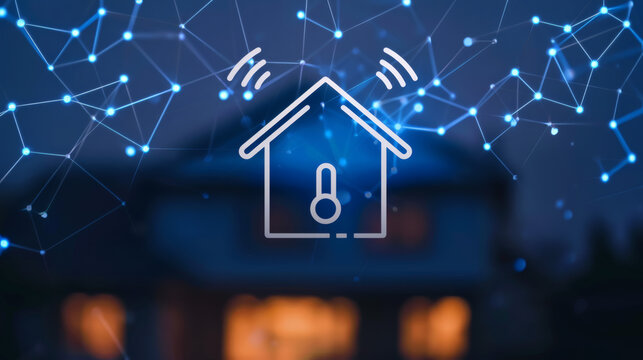 Abstract Kagome smart home background with key and Wi-Fi security