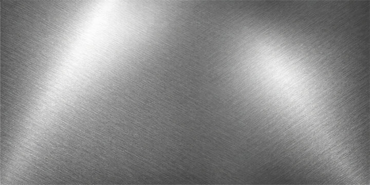 A polished silver stainless steel plate with a brushed metal texture creates a sleek industrial gray surface material for a shiny metallic wallpaper backdrop