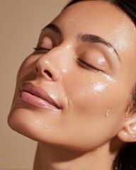 Clean beauty concept with healthy complexion and soft light.