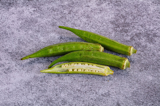 Fresh green bamia - okra vegetable