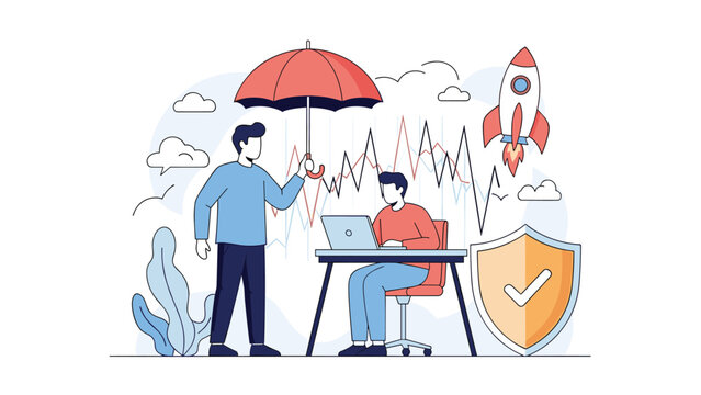 Business insurance and support services protecting innovative startups and financial ventures from market volatility and risks.