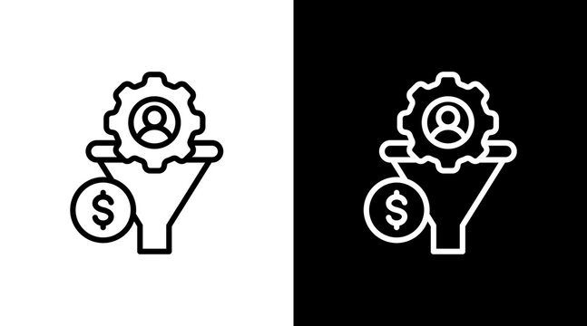 Sales Funnel White Icon Set Design