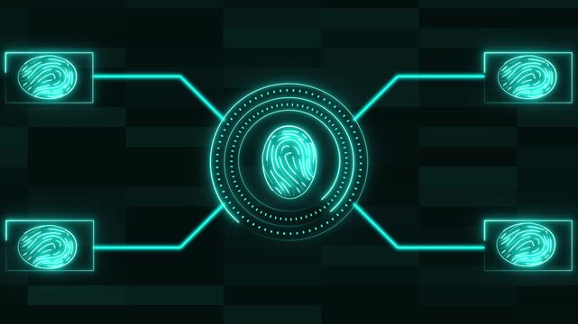 Futuristic biometric fingerprint authentication network visualization