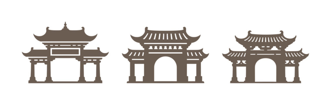vector set logo icon of the gate of chinese royal palace