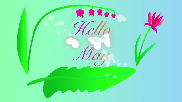May greeting card with wonderful butterflies. Animation.