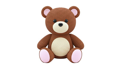 Obraz premium Brown Teddy Bear with Pink Accents Sitting Down