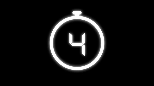 A glowing stopwatch with a paused timer showing one minute remaining on a dark background