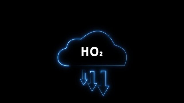 Neon glowing cloud with an illuminated letter h on a dark background