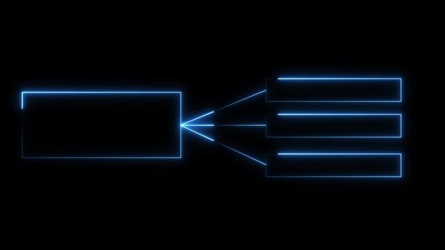 Abstract depiction of light beams diverging from a rectangular source into a stepped pattern