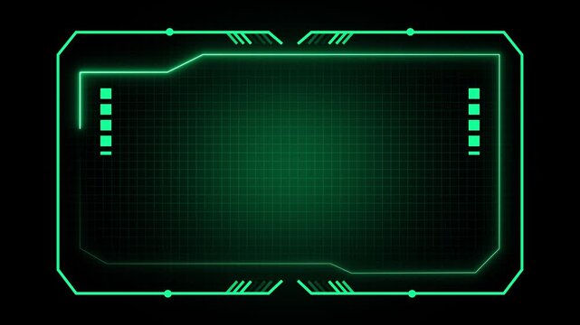Minimalist abstract design with glowing cyan geometric frame on dark background
