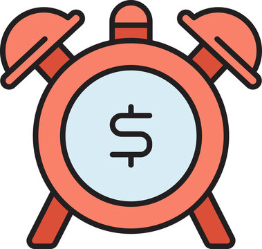 dollar sign in alarm clock icon

