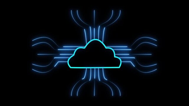 A sleek and modern outline of a cloud in a minimalist design style against a dark background