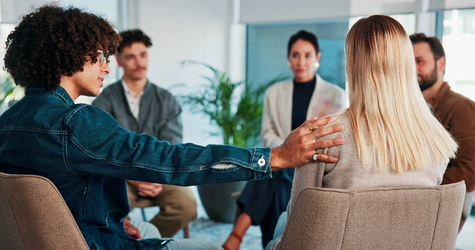 Group, therapy and support for people talking about sympathy, mental health and healing. Men, women and counselling with addiction, empathy and community with diversity, discussion or help for trauma