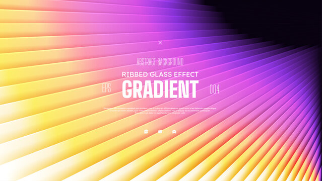 Gradient background with glass displacement effect, Iridescent neon ribbed fractal texture with bright smooth fluted stripes and vibrant gradient waves, Colorful overlapping diagonal lines