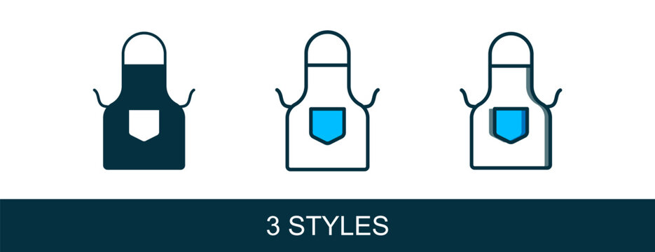 Filled outline Kitchen apron icon isolated on white background. Chef uniform for cooking. Vector