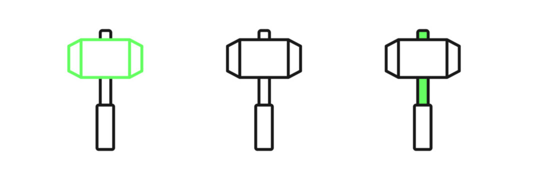 Set line Sledgehammer icon isolated on white background. Vector