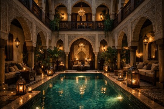 Luxury Riad Interior Pool Elegant Moroccan Design