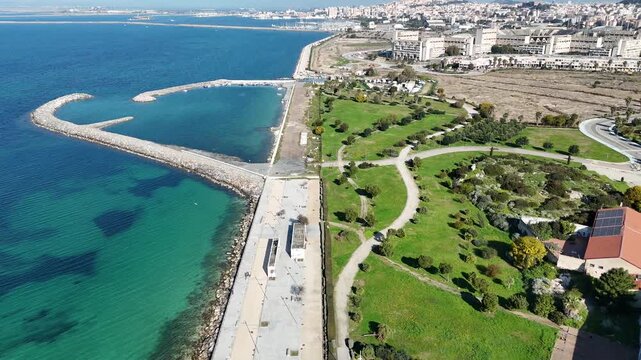 Sunny Drone Flight Over Parco degli Anelli di Sant'Elia | Cagliari, Sardinia