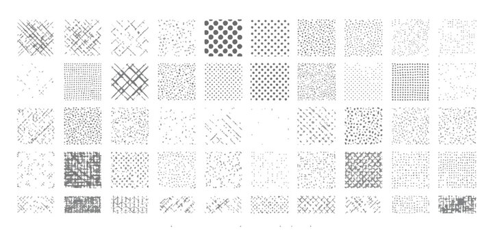 A comprehensive collection of diverse hand-drawn monochromatic pattern swatches for design work