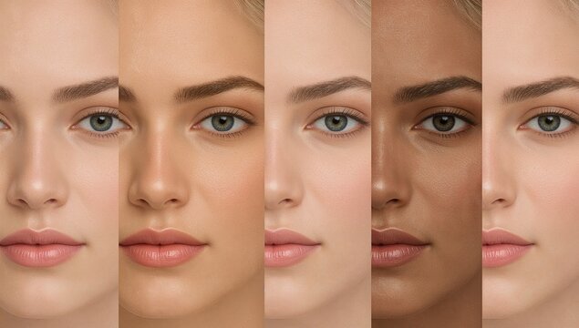Eyebrow microblading practice skins in multiple skin tones for training, realistic face templates for cosmetic artists and beauty practice