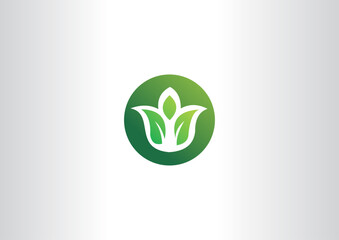 Obraz premium Circular Green Leaf Blossom Icon for Eco-Friendly Business Identity, Botanical Health Care, and Sustainable Organic Product Labels
