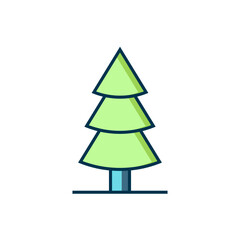 Fototapeta premium Filled outline Christmas tree icon isolated on white background. Merry Christmas and Happy New Year. Flat filled outline style with shadow. Vector