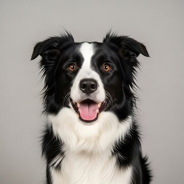 Portrait of a focused Border Collie with a happy expression.