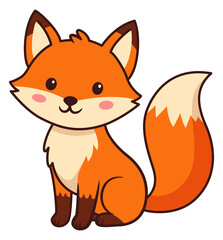 Fototapeta premium Fox cartoon illustration. Cute fox cub clipart