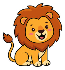 Lion cartoon illustration. Cute lion cub sitting clipart © Maxim Filitov