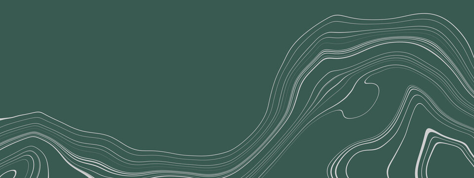 Green and white mountain contour lines. Abstract topographic terrain map