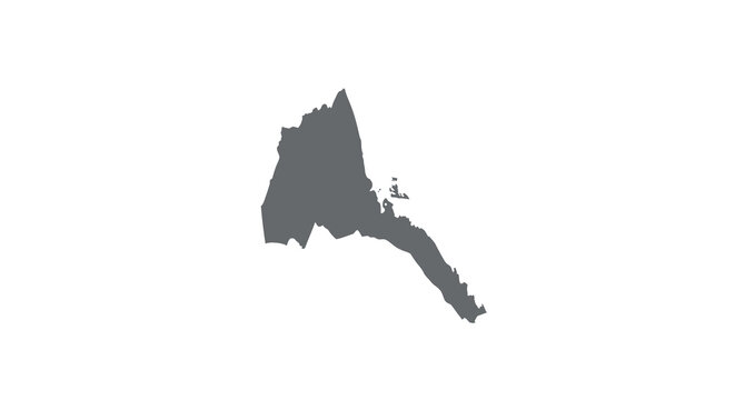 A stark black silhouette of eritrean territory on a plain white background high quality professional detailed